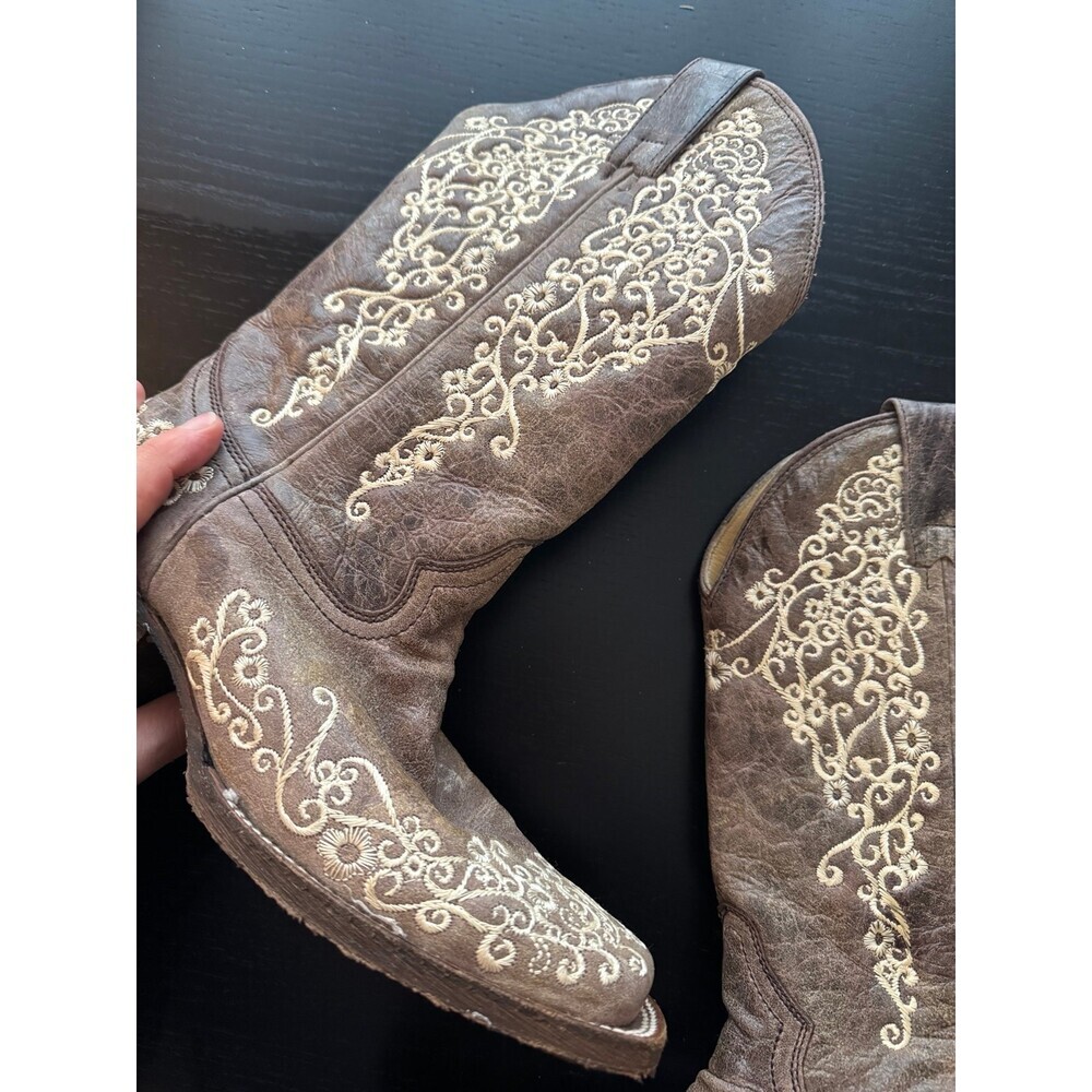CORRAL WOMEN'S CRATER WITH BONE EMBROIDERY WESTERN BOOTS - SNIP TOE - Picture 8 of 10